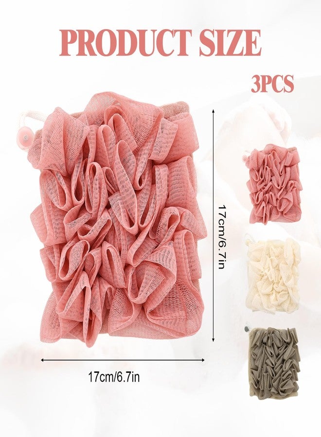 panthra 3 PCS Soap Bar Loofah,2 in 1 Bar Soap Loofah Pouch,Can Hold Soap,Effective Exfoliation,for Bathing (Khaki+ Beige+ Pink) - Image 2